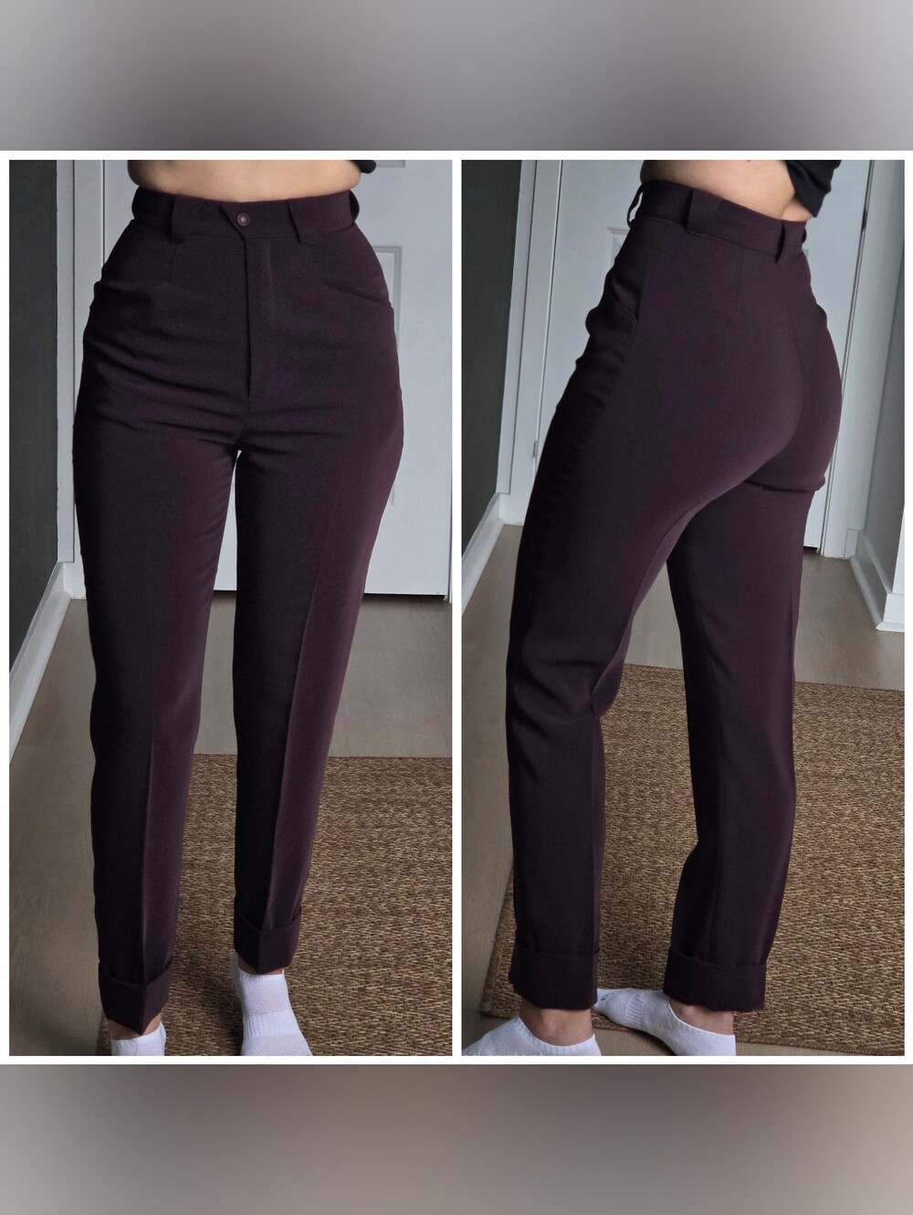 Vintage Mugler Pleater Front Tapered Trousers, XXS, Burgundy, Highwaisted